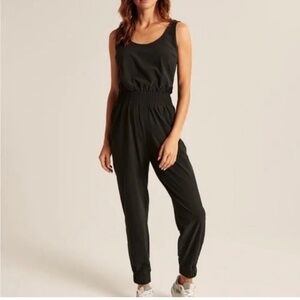 Abercrombie & Fitch Traveler’s Jumpsuit Black NWT XL Nylon Ruched